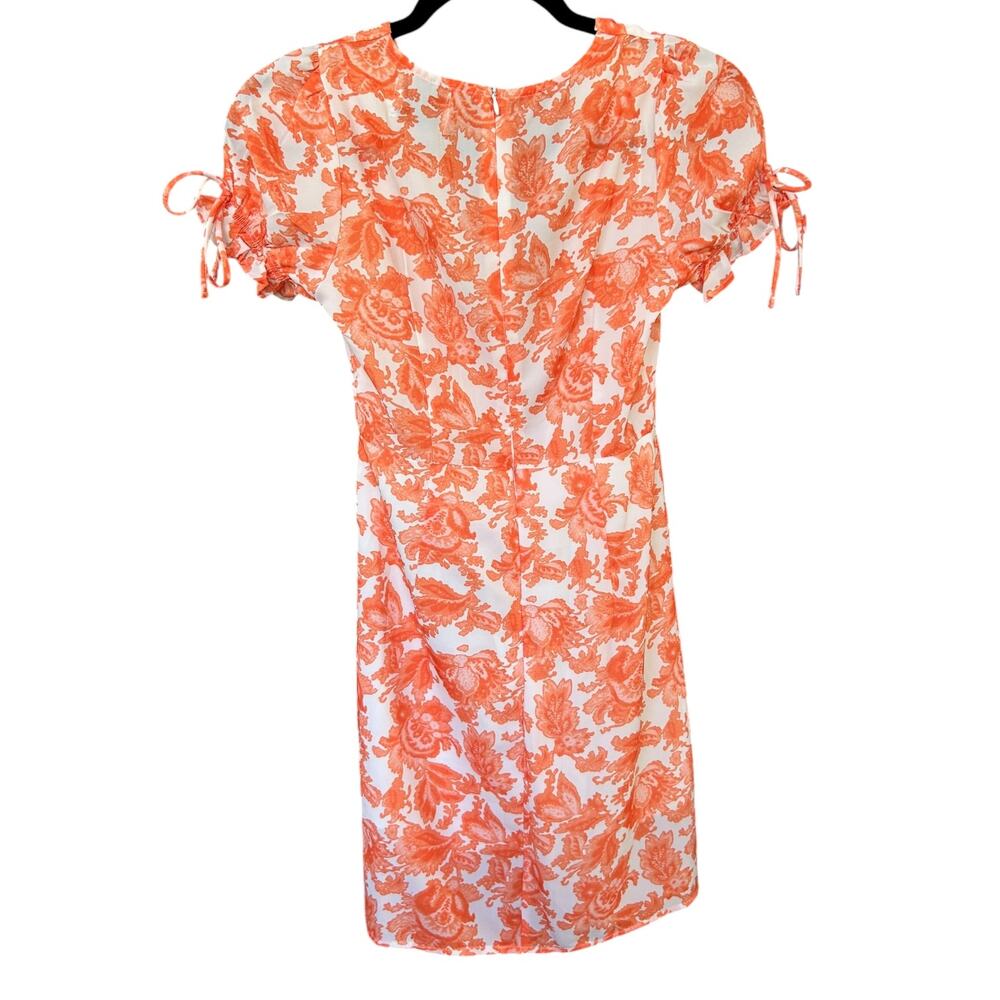 Hello Molly Women's Vibrant Orange Floral Papaya Mini Dress Size XS - Picture 6 of 6